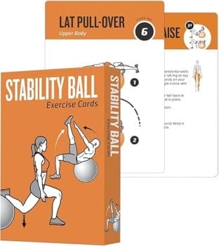 Stability Ball Workout Cards, 62 Exercises Cards Deck Large Size 5" x 3.5" Fitness Cards for Women & Men, Beginner Fitness Guide to Training Exercises at Home or Gym